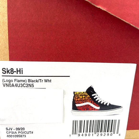 VANS Sk8-HI Logo Flame Suede Canvas Black Skate Shoes Women's Size VN0A4U3C2N5 - Picture 8 of 9